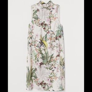 H&M satin floral print tie-neck dress NWOT
